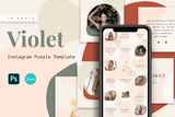 Violet Instagram Puzzle Template for CANVA & Photoshop
