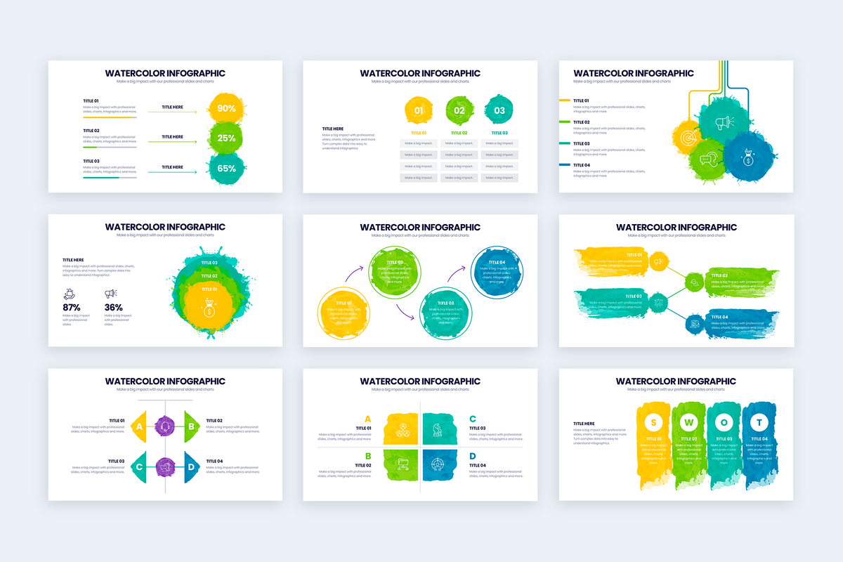 Watercolor Keynote Infographics Template