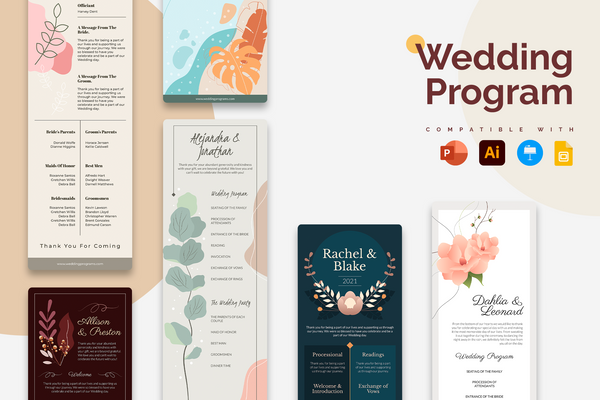 Wedding Program Vertical Infographics Templates