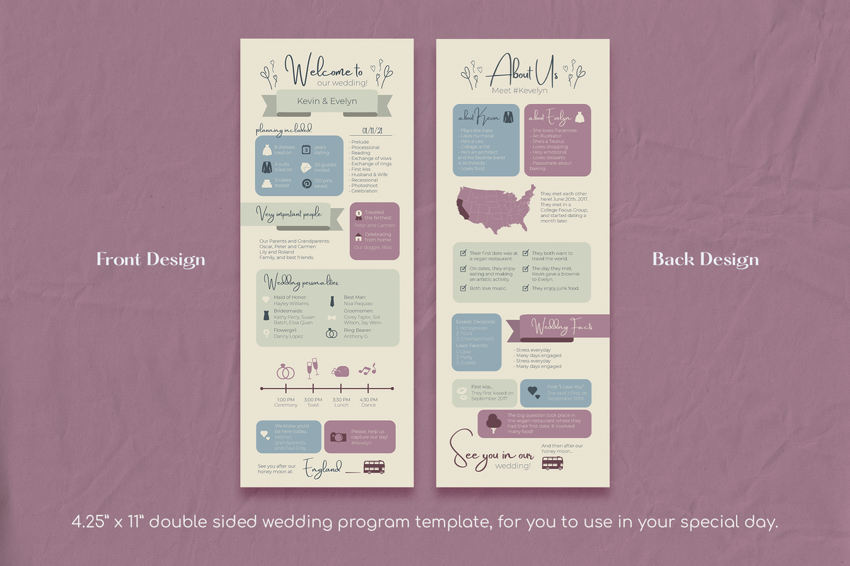 Catherine Infographic Wedding Program Template for CANVA & ILLUSTRATOR