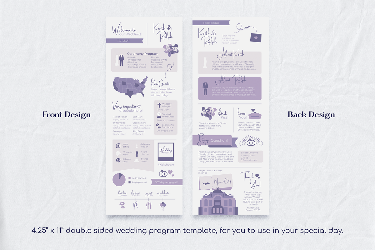 Kelly Infographic Wedding Program Template for CANVA & ILLUSTRATOR