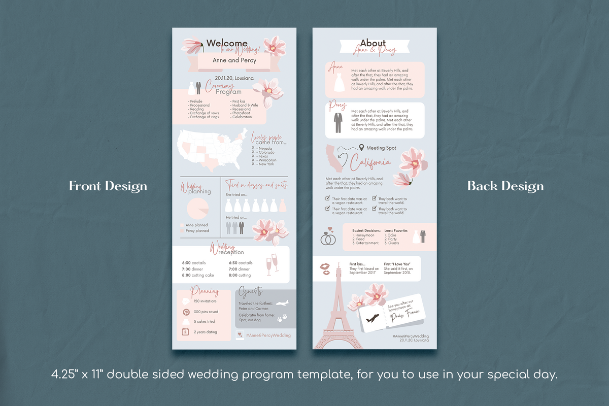 Valerie Infographic Wedding Program Template for CANVA & ILLUSTRATOR