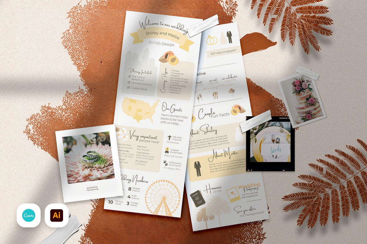 Veronica Infographic Wedding Program Template for CANVA & ILLUSTRATOR