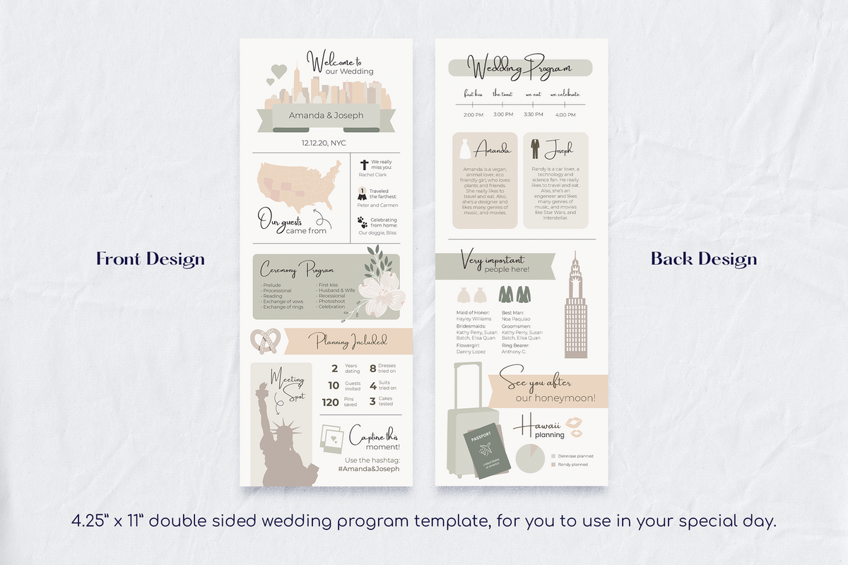 Fatima Infographic Wedding Program Template for CANVA & ILLUSTRATOR