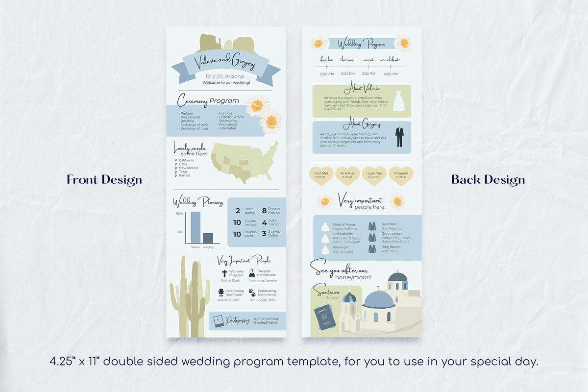 Cassandra Infographic Wedding Program Template for CANVA & ILLUSTRATOR