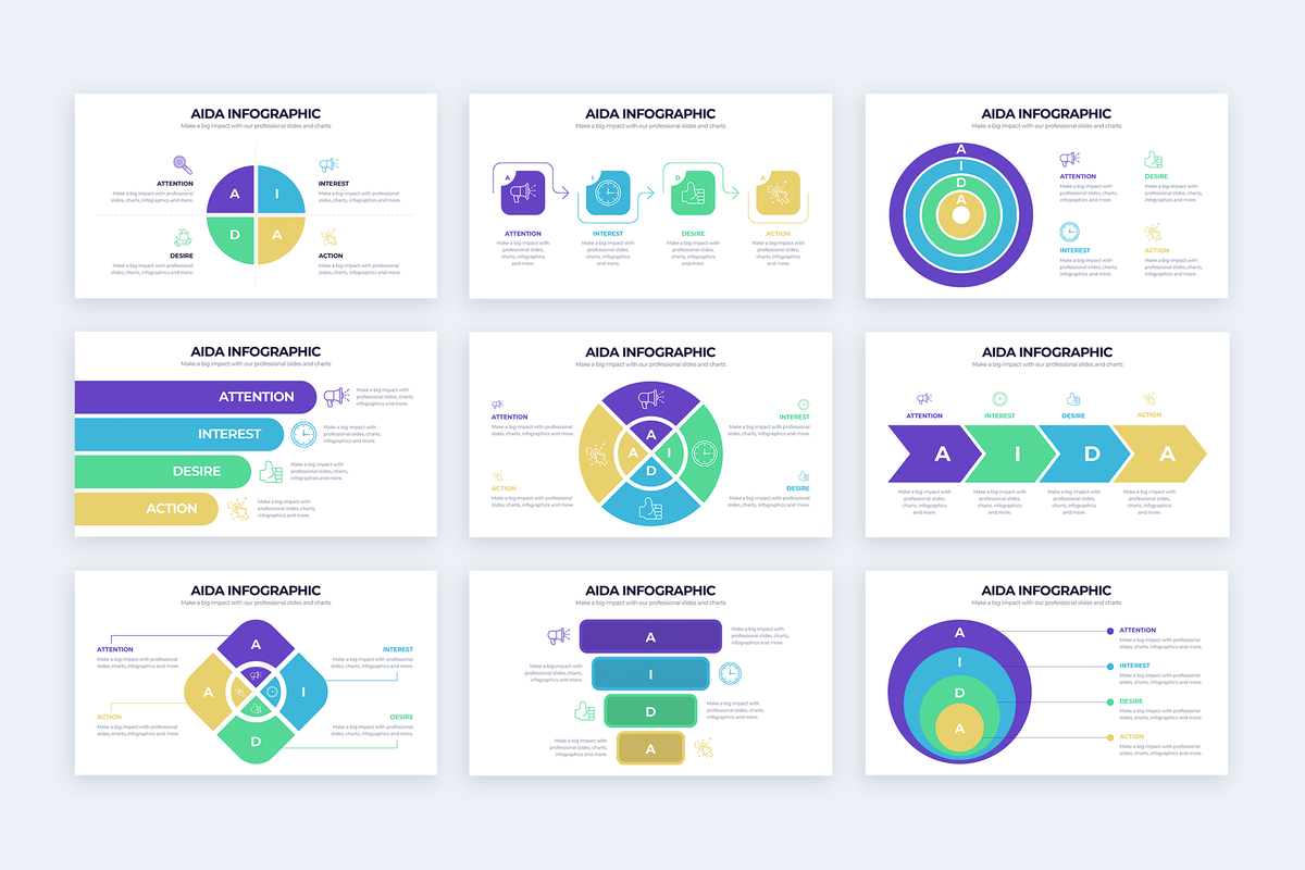 AIDA Model Powerpoint Infographic Template