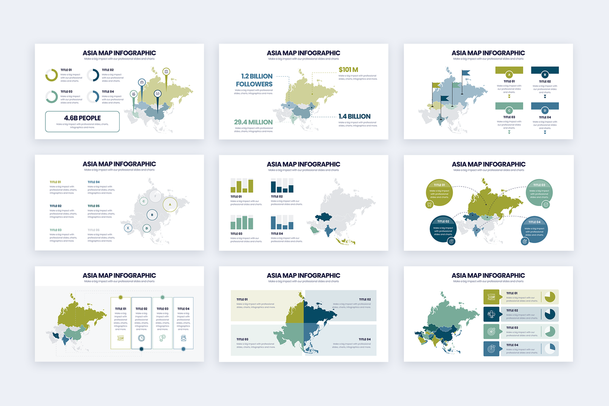 Asia Map Illustrator Infographic Template