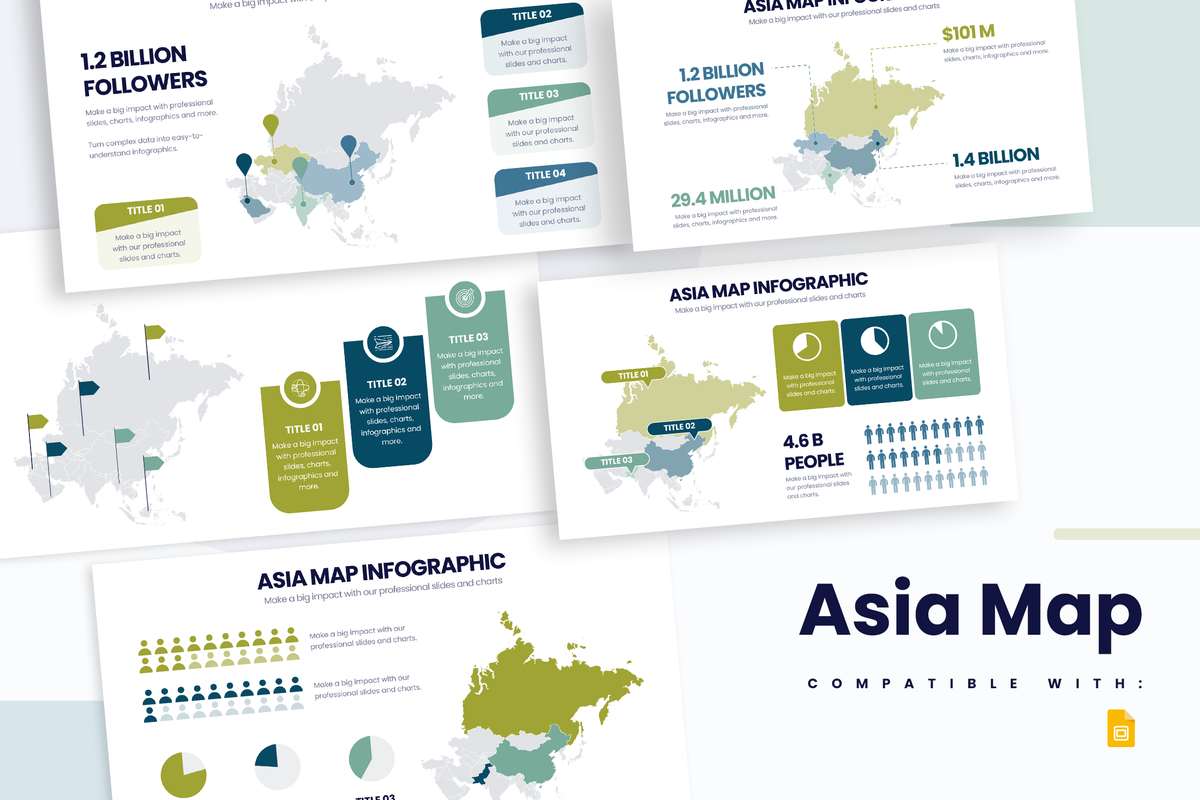 Asia Map Google Slides Infographic Template