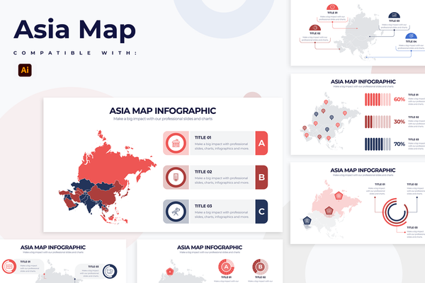 Asia Map Infographic Illustrator Template