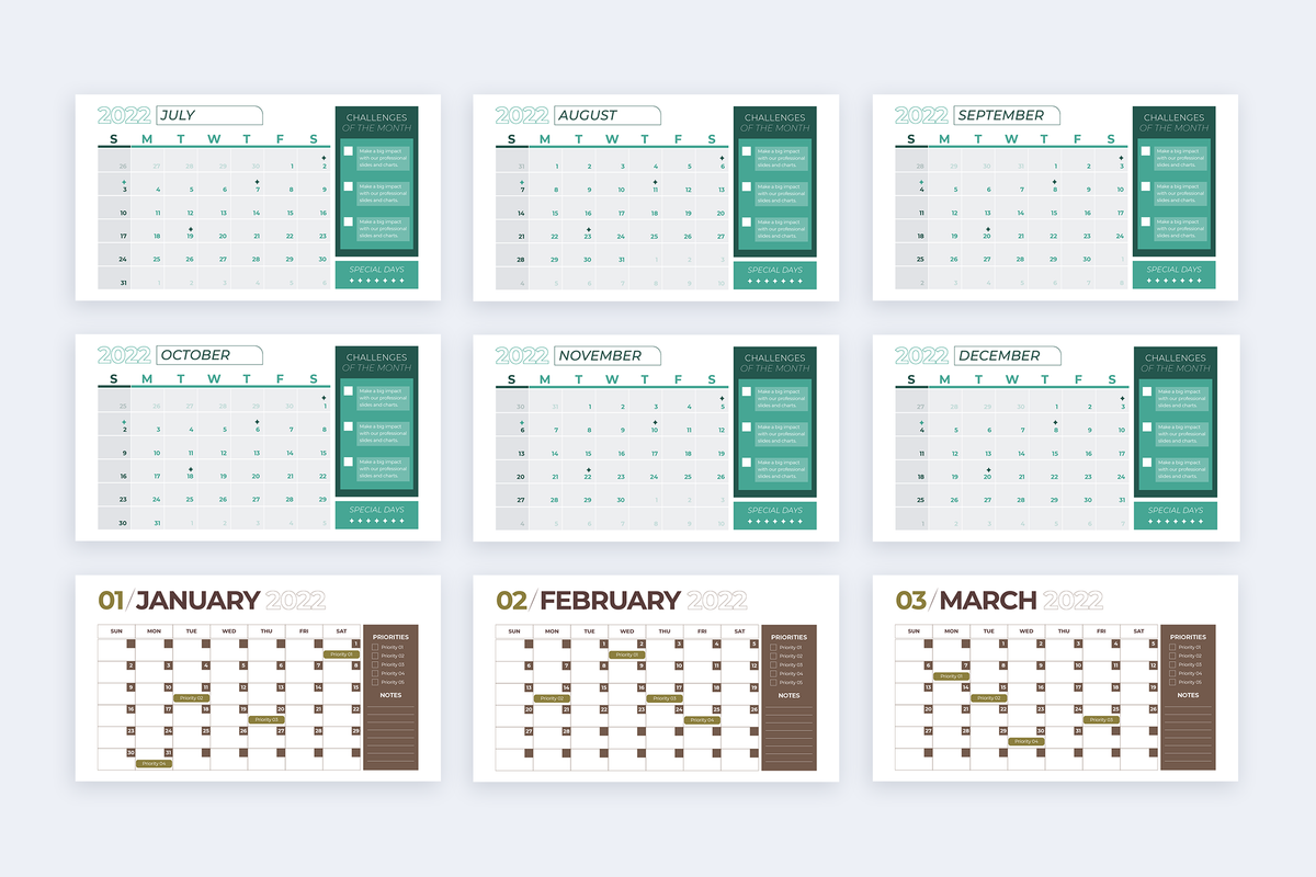 2022 Calendar Google Slides Infographic Template