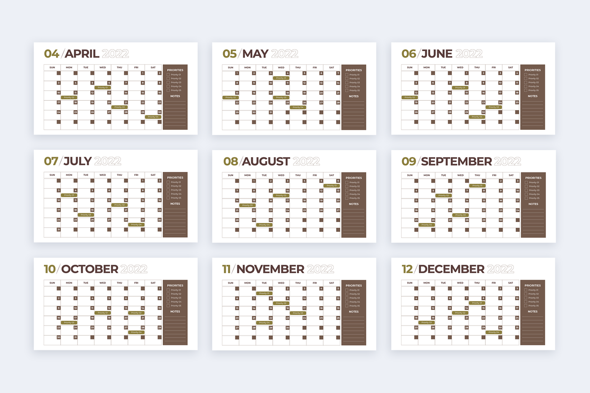 2022 Calendar Illustrator Infographic Template