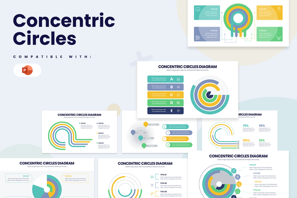 Concentric Circle Diagrams Powerpoint Infographic Template