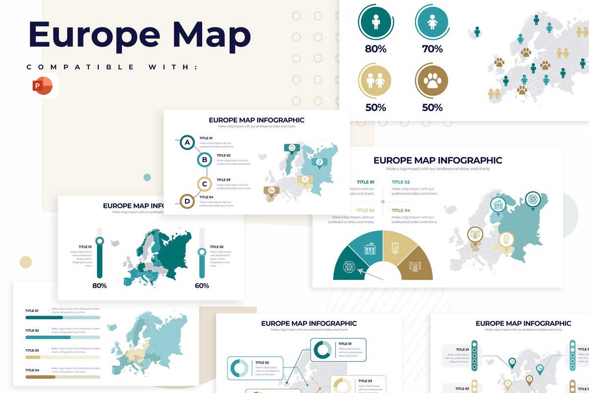 Europe Map Infographic Powerpoint Template