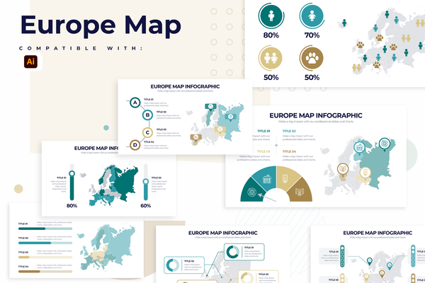 Europe Map Infographic Illustrator Template