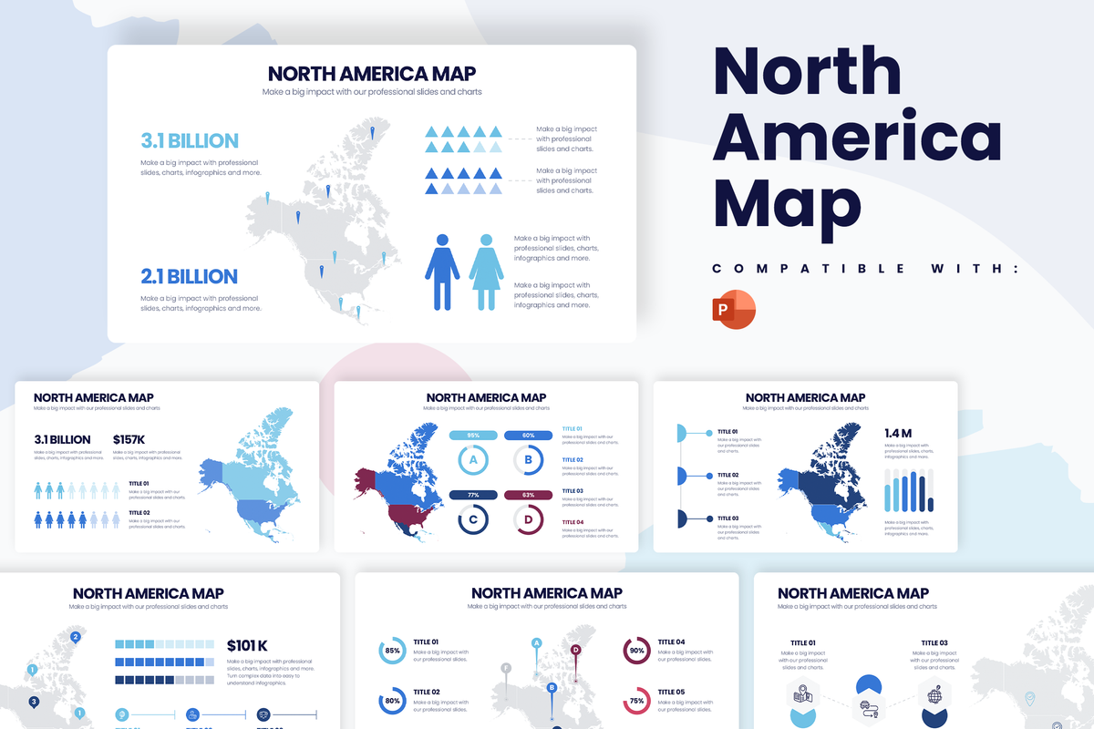 North America Map Powerpoint Infographic Template