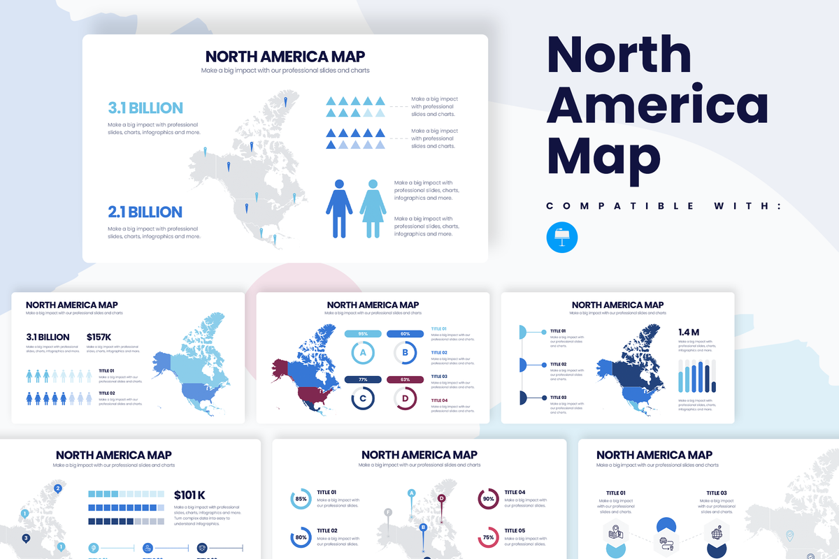 North America Map Keynote Infographic Template