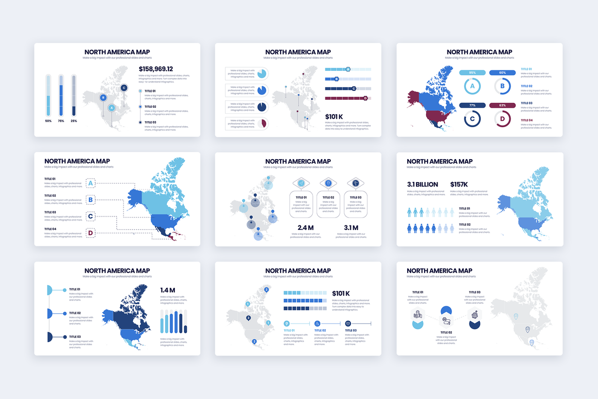 North America Map Google Slides Infographic Template