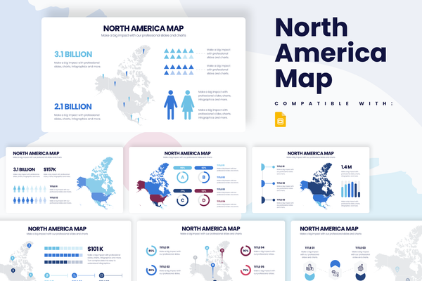 North America Map Google Slides Infographic Template