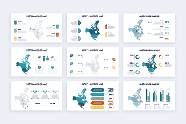 North America Map Keynote Infographic Template