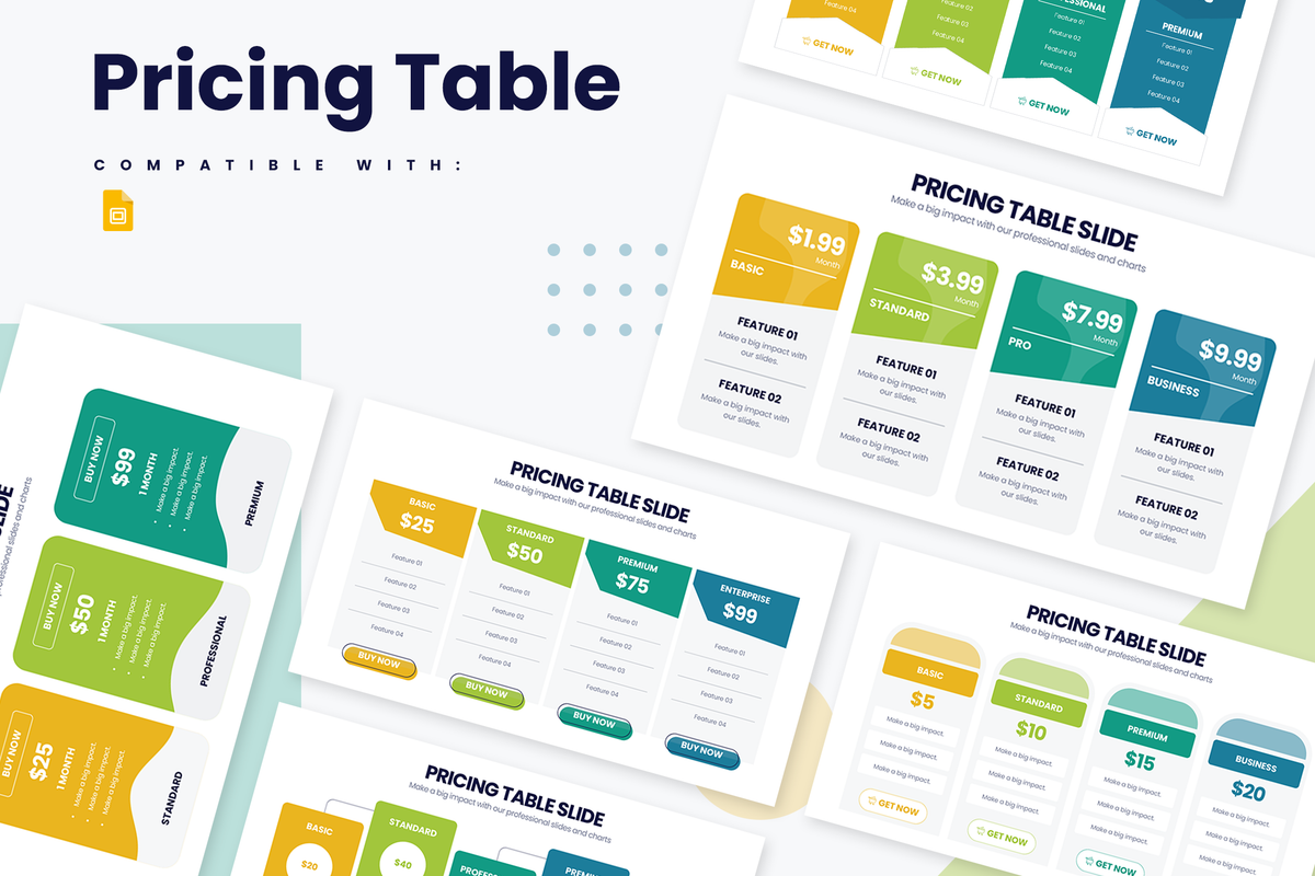 Pricing Table Google Slides Infographic Template
