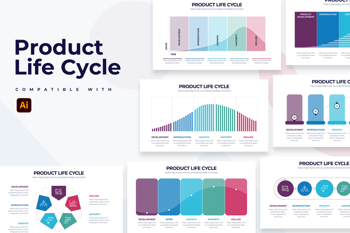 Product Life Cycle Illustrator Infographic Template