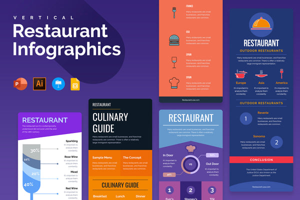 Restaurant Vertical Infographics Templates