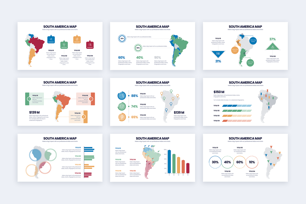 South America Map Illustrator Infographic Template