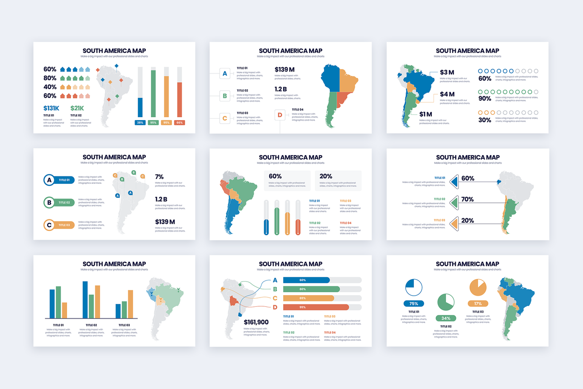 South America Map Illustrator Infographic Template