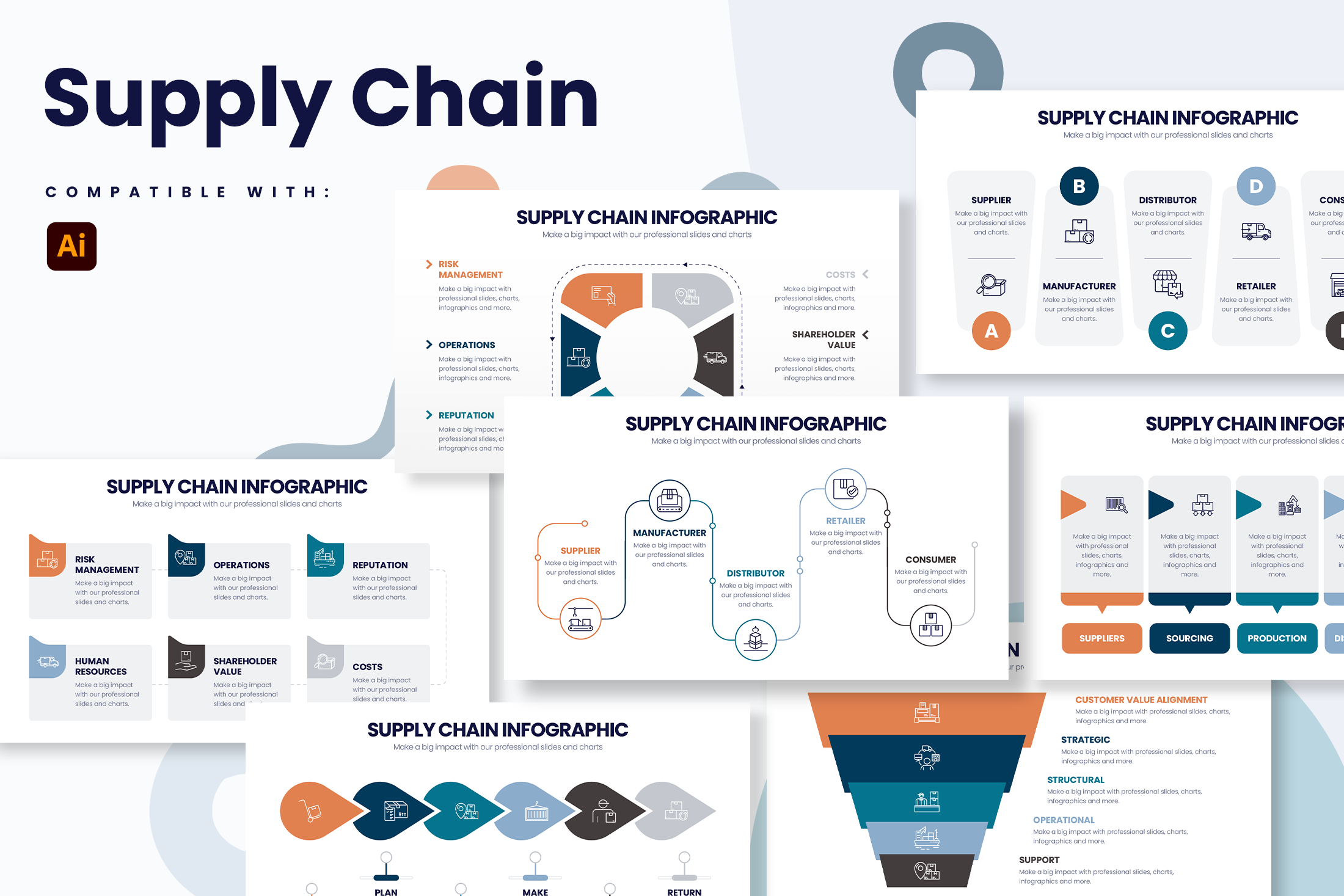 Supply Chain Illustrator Infographic Template – Slidewalla