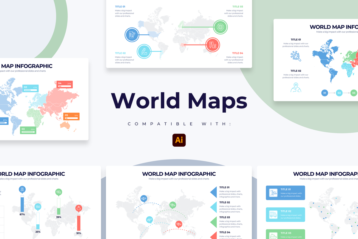 World Maps Illustrator Infographic Template